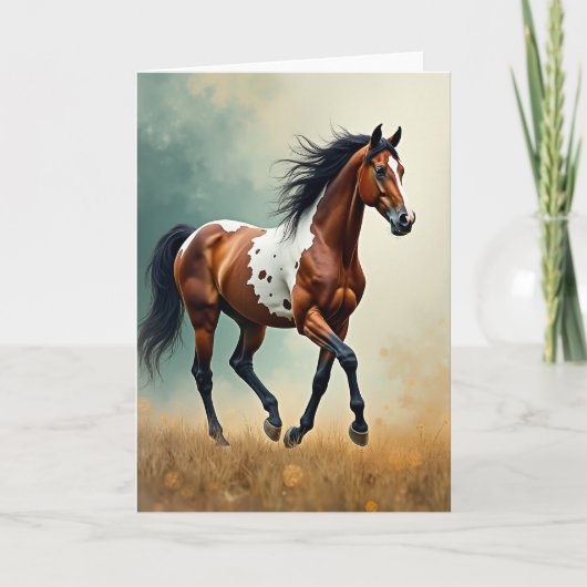 喜びに満ちた駆ける馬のカード カード (正面)
