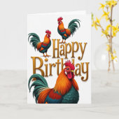 喜びに満ちた鳥の誕生日カード カード (黄色い花)