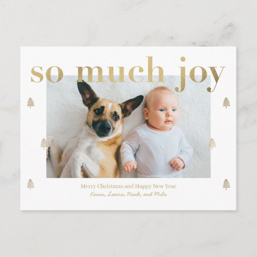 喜びに満ちた モダン ホリデー ポストカード (正面)