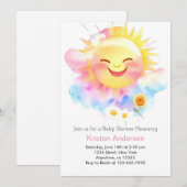 喜びに満ちて: サンシャインベイビーガールシャワー 招待状 (正面/裏面)