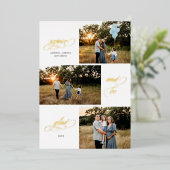 喜びに満ちて、3枚の写真のデザインを喜べ 箔シーズンカード (立ち正面)