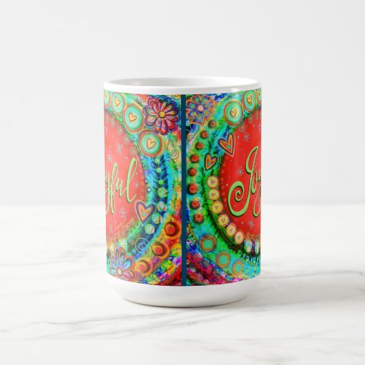 喜びのお洒落おもしろい感動的カラフル コーヒーマグカップ (中央)