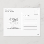 喜びのお願いベージュリネンクリスマス4フォトコラージュ シーズンポストカード (裏面)