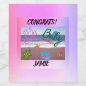 喜びのためのスプラッシュ：ベビーガールシャワーお祝いピンク ワインラベル (シングルラベル)