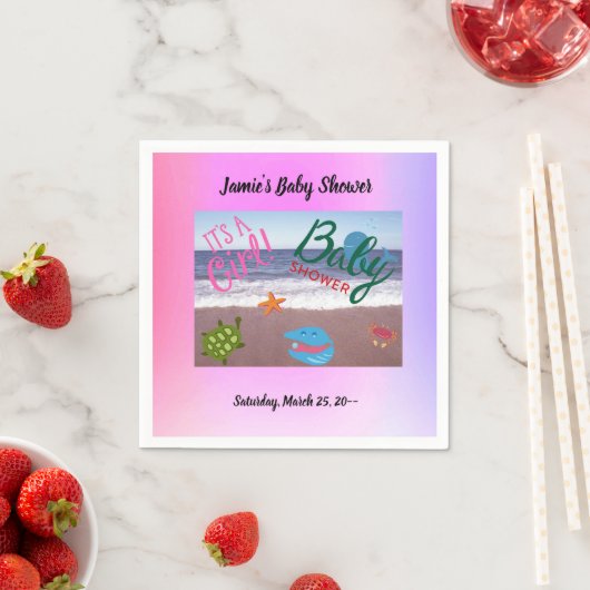 喜びのためのスプラッシュ：ベビーガールシャワーお祝い スタンダードカクテルナプキン (インサイチュ)