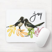 「喜びのための二」フローラアクセント付きの二つのマグパイ マウスパッド (マウス)