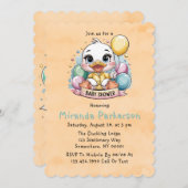 喜びのアヒル黄色の水の色の赤ちゃんシャワー 招待状 (正面/裏面)