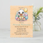 喜びのアヒル黄色の水の色の赤ちゃんシャワー 招待状 (スタンド正面)