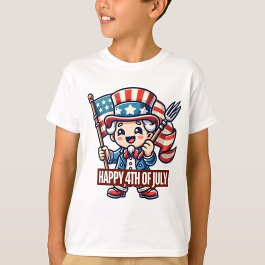 「喜びのアンクルサム:7月4日の幸せ」 Tシャツ (正面)