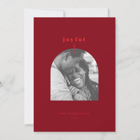 喜びのアーチ型フォトホリデーカード シーズンカード (正面)