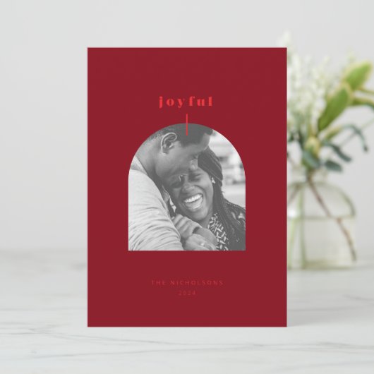 喜びのアーチ型フォトホリデーカード シーズンカード (スタンド正面)