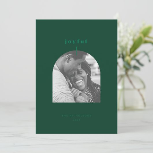 喜びのアーチ型フォトホリデーカード シーズンカード (スタンド正面)