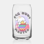 喜びのイースターバニー抱擁 – '卵狩りマスター' ガラス缶 (裏面)