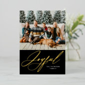 喜びのエレガントなゴールド ブラック フォト 箔シーズンカード (立ち正面)