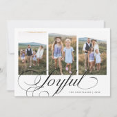 喜びのエレガントなスクリプト　ホワイト　マルチ写真　ホリデーカード シーズンカード (正面)