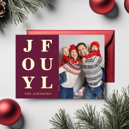 喜びのエレガントな写真クリスマスゴールド 箔シーズンカード