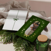 喜びのエレガントな冬の松の木のリース フォトフレーム 箔シーズンカード