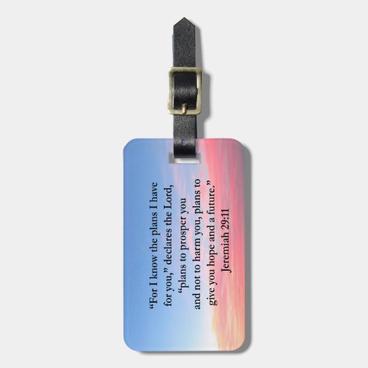 喜びのエレミヤ29:11日の出 ラゲッジタグ (正面縦)