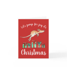 喜びのカンガルーのクリスマスカードのためのオーストラリアのジャンプ