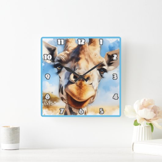 喜びのキリンはアフリカの日光に出会う スクエア壁時計 (ホーム)
