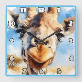 喜びのキリンはアフリカの日光に出会う スクエア壁時計 (正面)