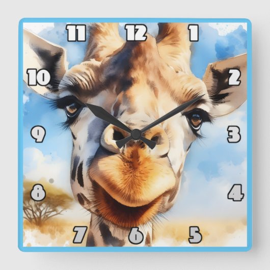 喜びのキリンはアフリカの日光に出会う スクエア壁時計 (正面)