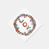 喜びのクリスマスの果実のリースの休日のパーティ スタンダードカクテルナプキン (角)