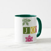 喜びのクリスマスの雪片のマグ マグカップ (正面右)