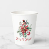 喜びのクリスマスビービー水の色の花葉、 紙コップ (正面)