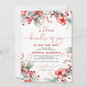 喜びのクリスマスベビーシャワーの小さな束 招待状 (正面)