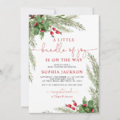 喜びのクリスマスベビーシャワーの小さな束 招待状 (正面)