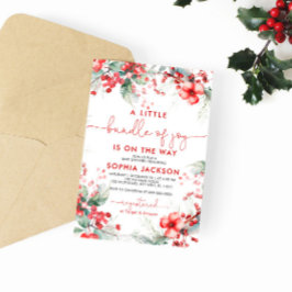 喜びのクリスマスベビーシャワーの小さな束 招待状