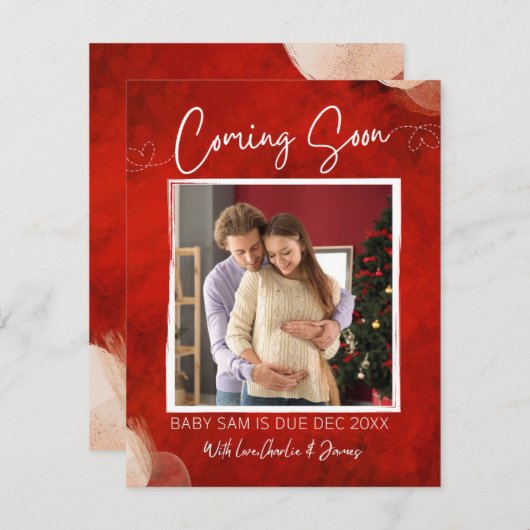 喜びのクリスマス妊娠発表の束 シーズンカード (正面/裏面)