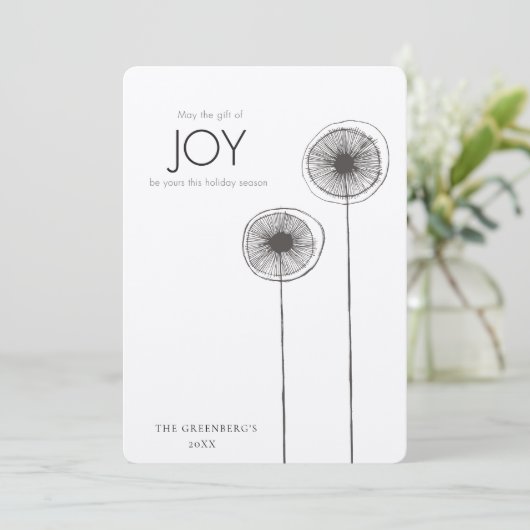 喜びのクリスマス家族の休日の写真カードのギフト シーズンカード (スタンド正面)