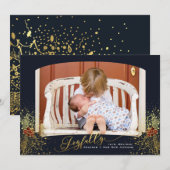 喜びのコンフェッティ ネイビーフレーム フォトカード シーズンカード (正面/裏面)