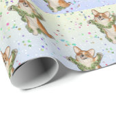 喜びのコーギーの包装紙のために跳んで下さい ラッピングペーパー (ロールコーナー)