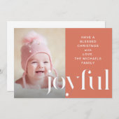 喜びのコーラルフォトクリスマスカードホリディグリーティング シーズンカード (正面/裏面)