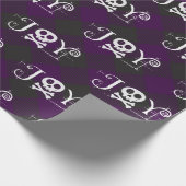 喜びのゴシック様式クリスマスの紫色のバッファローの格子縞 ラッピングペーパー (角)
