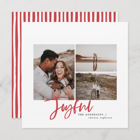 喜びのシンプルエレガントのフ数々のォトクリスマスカード シーズンカード (正面/裏面)