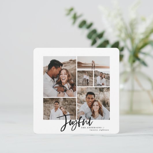 喜びのシンプルエレガントのフ数々のォトクリスマスカード シーズンカード (スタンド正面)