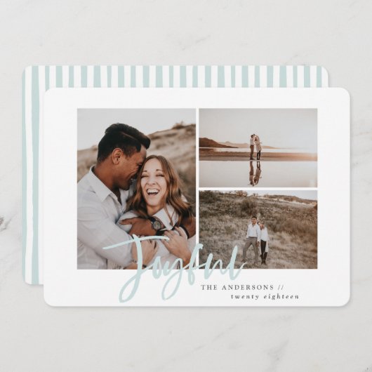 喜びのシンプルエレガントのフ数々のォトクリスマスカード シーズンカード (正面/裏面)