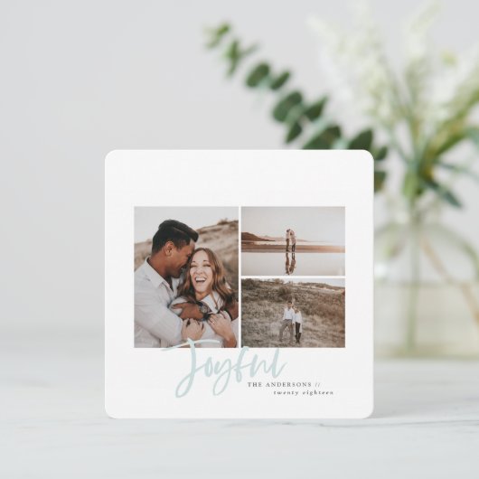 喜びのシンプルエレガントのフ数々のォトクリスマスカード シーズンカード (スタンド正面)