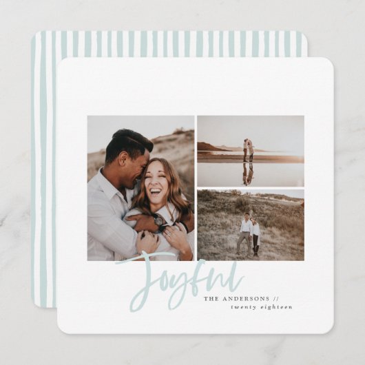 喜びのシンプルエレガントのフ数々のォトクリスマスカード シーズンカード (正面/裏面)