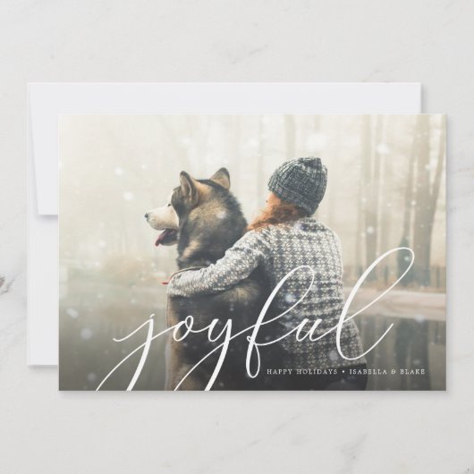 喜びのスクリプト写真ホリデーカード シーズンカード (正面)