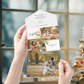 喜びのスクリプト ボタニカル 2-写真 ゴールドフレーム付き オールインワン招待状