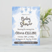 喜びのスプラッシュ：水の色ベビーシャワー招待状 招待状 (スタンド正面)