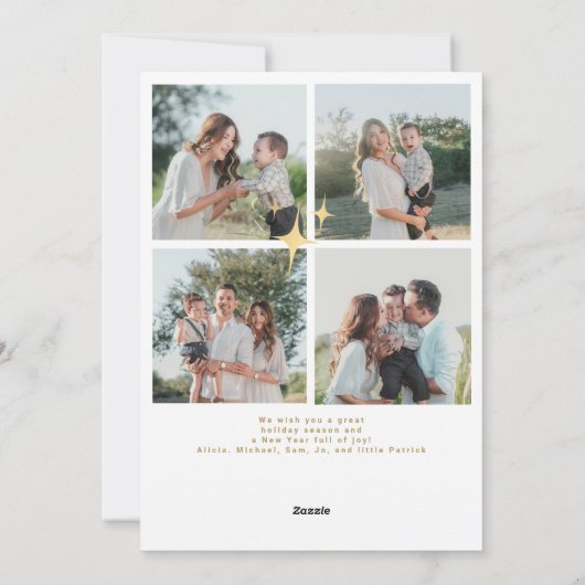 喜びのタイポグラフィモダン写真コラージュのクリスマス シーズンカード (裏面)