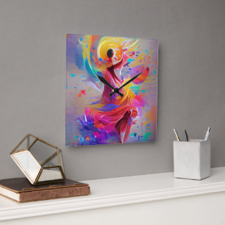 喜びのダンス スクエア壁時計