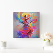 喜びのダンス スクエア壁時計 (ホーム)