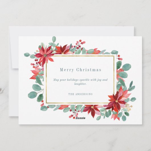 喜びのハート植物写真クリスマス シーズンカード (裏面)